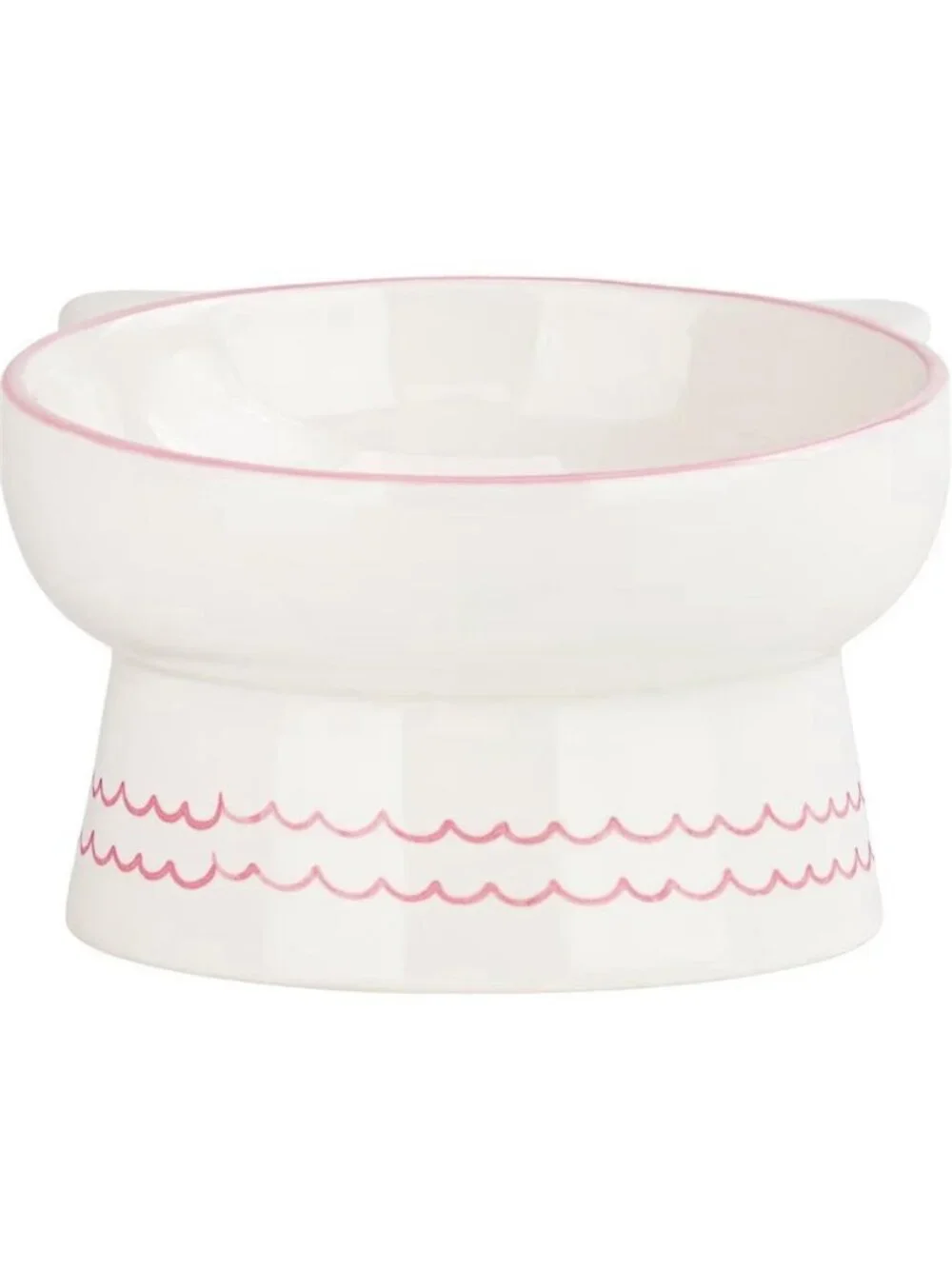 Elevated Pet Bowl 10 Strawberry Street White Pink Ceramic Food Water Dish New